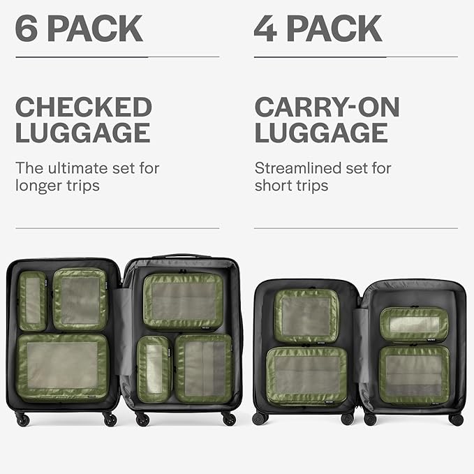 Aerotrunk Compression Packing Cubes for Travel, 4-Pack, Olive