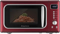 Frigidaire, 0.7 Cu. Ft. Retro Countertop Microwave Oven, 700W Compact Microwave with 8 Auto Cook Menus, Auto Defrost, 5 Power Levels, LED Display, Glass Turntable, Red-Silver