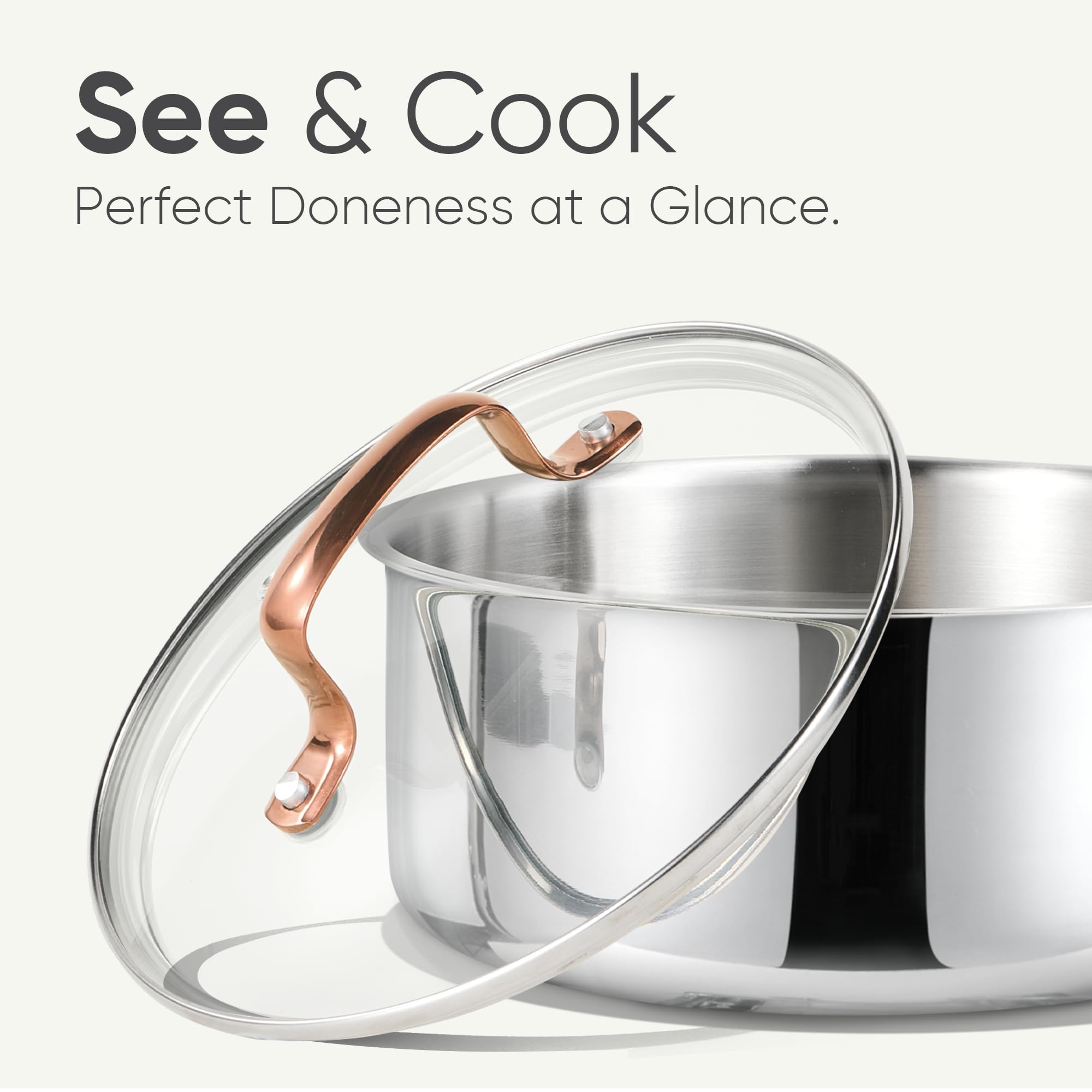 CAROTE 2Qt Stainless Steel Saucepan Set, Non-Toxic 3-Ply Stainless Steel Cookware Set with Lids, Small Kitchen Pots, Oven Safe, Compatible with Induction, Ceramic, Gas, Mothers Day Gifts