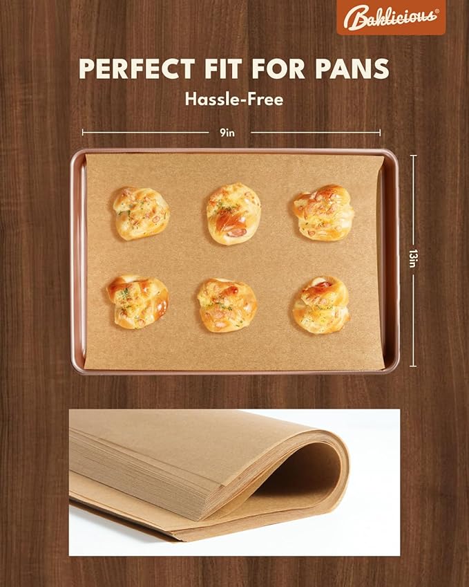 Baklicious 9x13inch 220pcs Unbleached Pre-cut Heavy Duty Parchment Baking Sheets