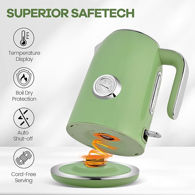 PUKOMC Electric Kettle, 1.7L Stainless Steel Electric tea kettle