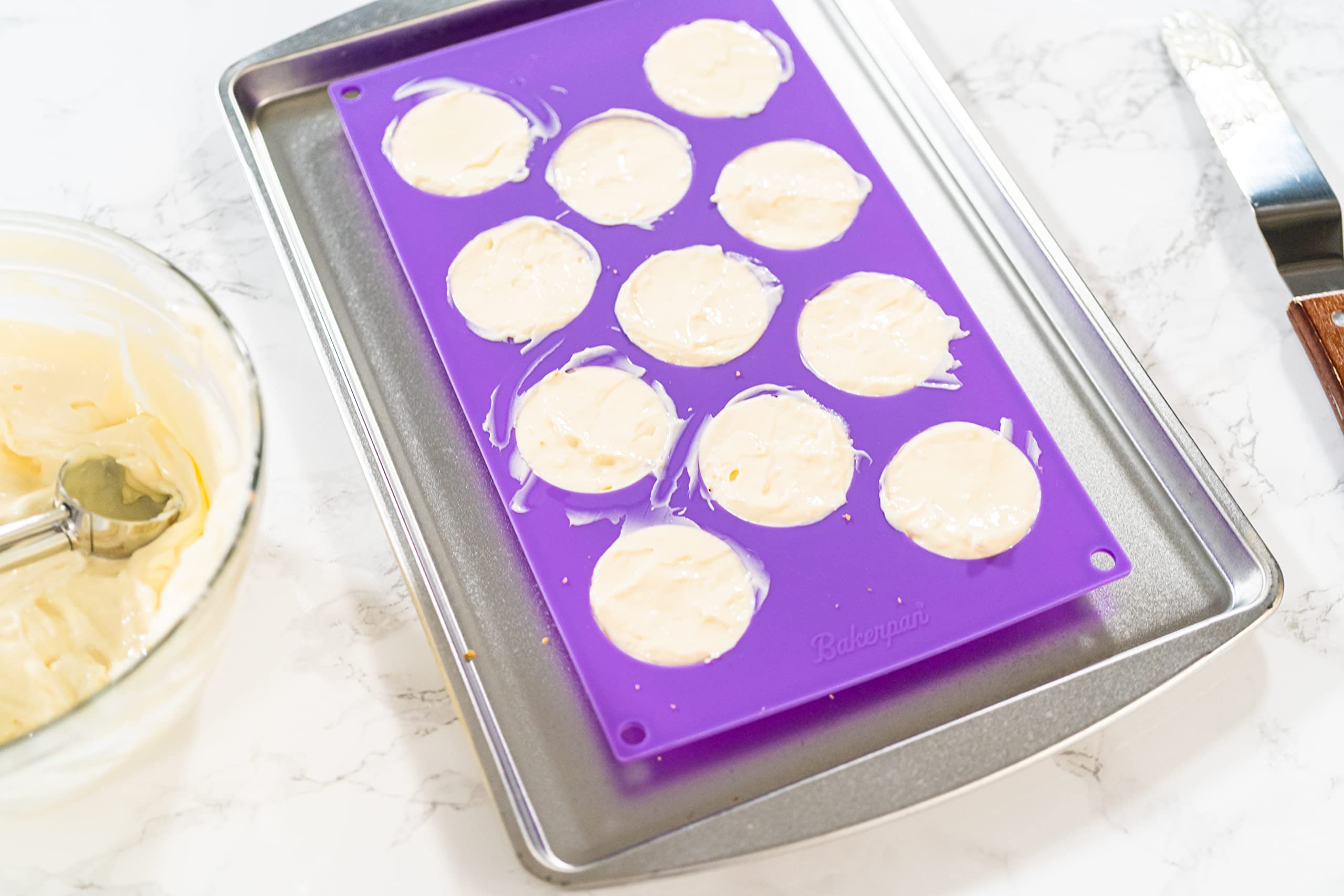 Bakerpan Silicone Mini Round Baking Molds 1.9" - Set of 2 Nonstick Molds for Muffin Tops, Tarts, Cookies, Chocolate, Mini Cheesecakes & Whoopie Pies - BPA-Free