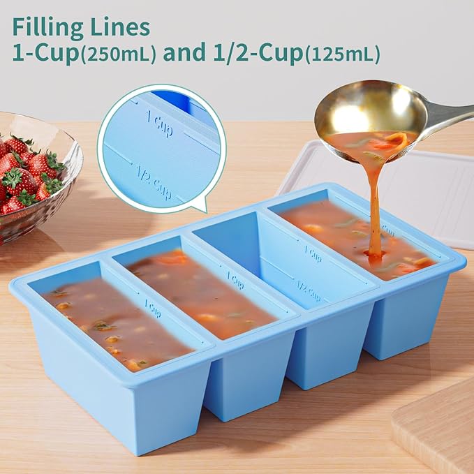 GGOW Silicone Freezer Tray for Sauce Cube: Silicone Freezing Tray for Broth Sauce Storage - Freeze 125mL 250mL Souped Portion