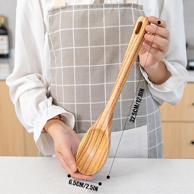 Zenxylo Wooden Spoons for Cooking, Wooden Cooking Spatula Turner and Spoon Set, 2-Piece, Sturdy, Lightweight and Heat Resistant