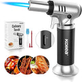 Kollea Culinary Torch, Refillable Butane Kitchen Torch, Lock, Silver-Black
