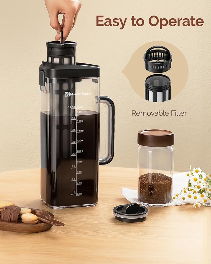 Maestri House Cold Brew Coffee Maker, 64oz BPA-Free Tritan Pitcher