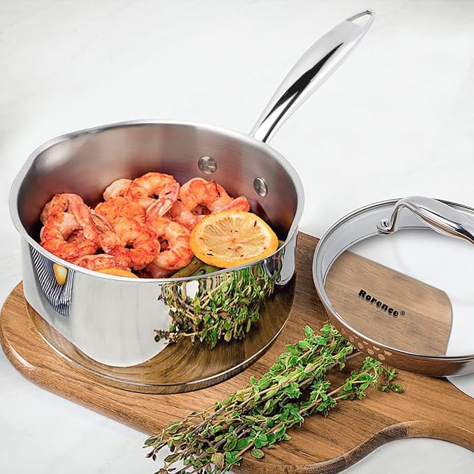Rorence 2.5 Quart Stainless Steel Sauce pan with Lid