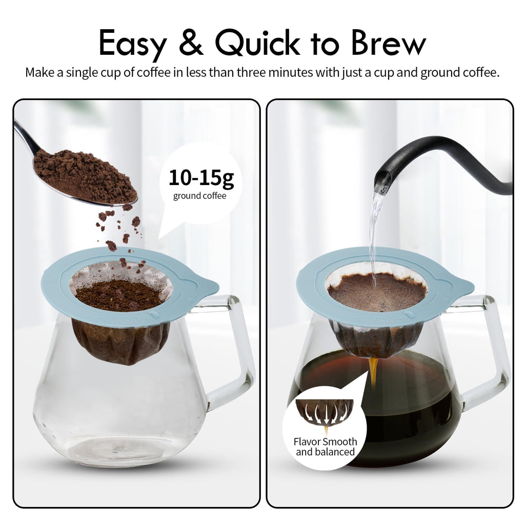 CPUNIVS Portable Pour Over Coffee Dripper Reusable Coffee Filter Pour Over Coffee Maker for Camping Coffee, Travel Coffee Maker (50, blue)