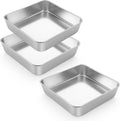 LIANYU 3 PCS 9 x 9 Inch Square Baking Cake Pan, Stainless Steel Cake Molds