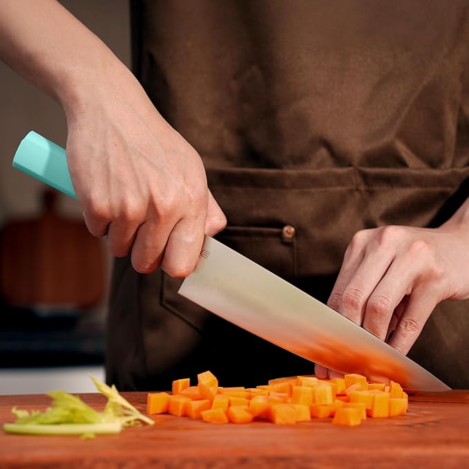 Butterfork 8 Inch Chef Knife, AR-RPM9 Steel & Ergonomic Handle Cooking Knife, Ultra Sharp Professional Kitchen Knife with Oak Sheath, Gift for Home Chefs
