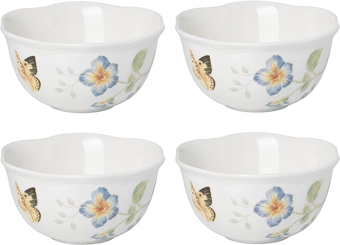 Lenox Butterfly Meadow Porcelain 4-Piece Dessert Bowl Set for 4, 12oz