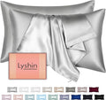 Silk Pillow Cases 2 Pack Standard Size with Hidden Zipper, Mulberry Silk Pillowcase for Hair and Skin, Smooth and Soft Breathable Cooling Silk Satin Pillowcase Set of 2, Gifts for Women，Light Grey