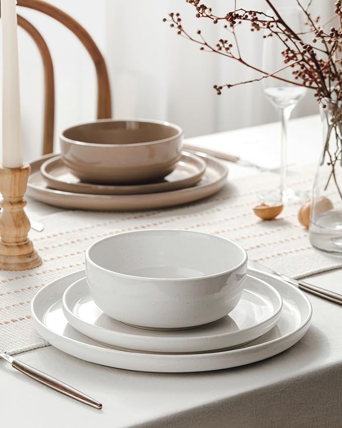 Famiware Milkyway 24-Piece Stoneware Dinnerware Set, Multi-color