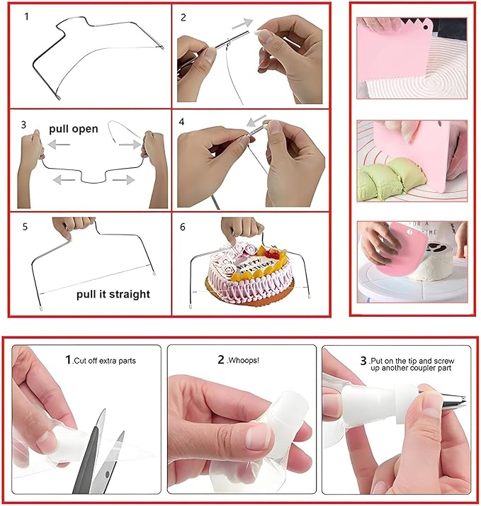 ANSLYQA Cake Decorating Kit, 298 Pcs Baking Tools (Pink)