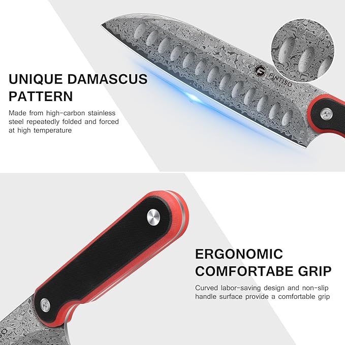 Santoku Knife 7 Inch, 67-Layer Damascus Steel Chef Knife with G10 Handle