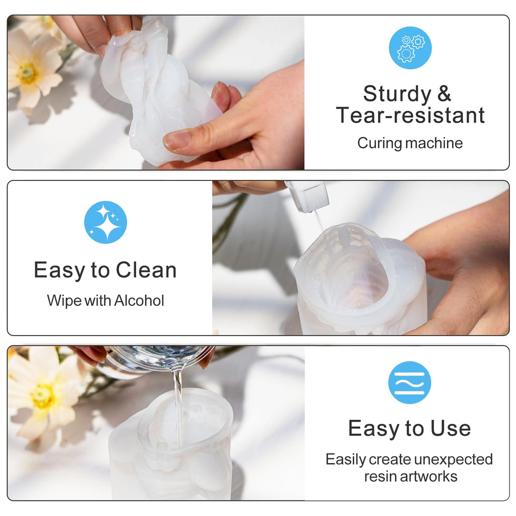LET'S RESIN Dragon Resin Molds, 3 Pcs Lively 3D Animal Silicone Molds