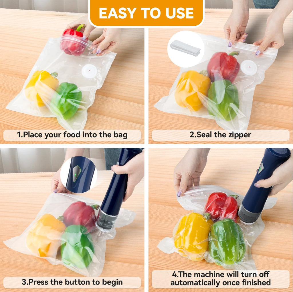 GPUTEK 3-in-1 Compact Vacuum Pump for Food with Bags & Mason Jar Kit