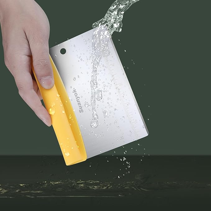 Suanyok Bench Dough Cutter-Flexible Plastic Bowl Scraper,Yellow