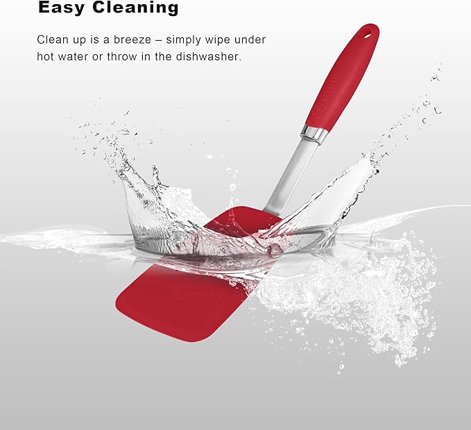 5-Piece Silicone Spatulas Set with Tongs, 446°F Heat Resistant, Red