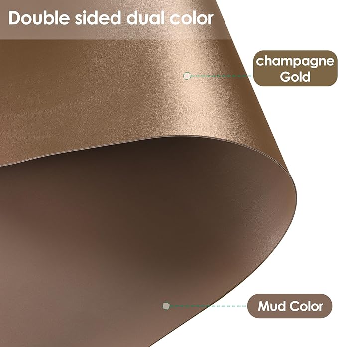 Zinkooat Faux Leather Table Cover,1.8mm Thick,42x60 Inch Table Protector,Table Protector for Dining Room Table,Table Cover Protector,Wood Table Protector(Mud Color+Champagne Gold,42x60)