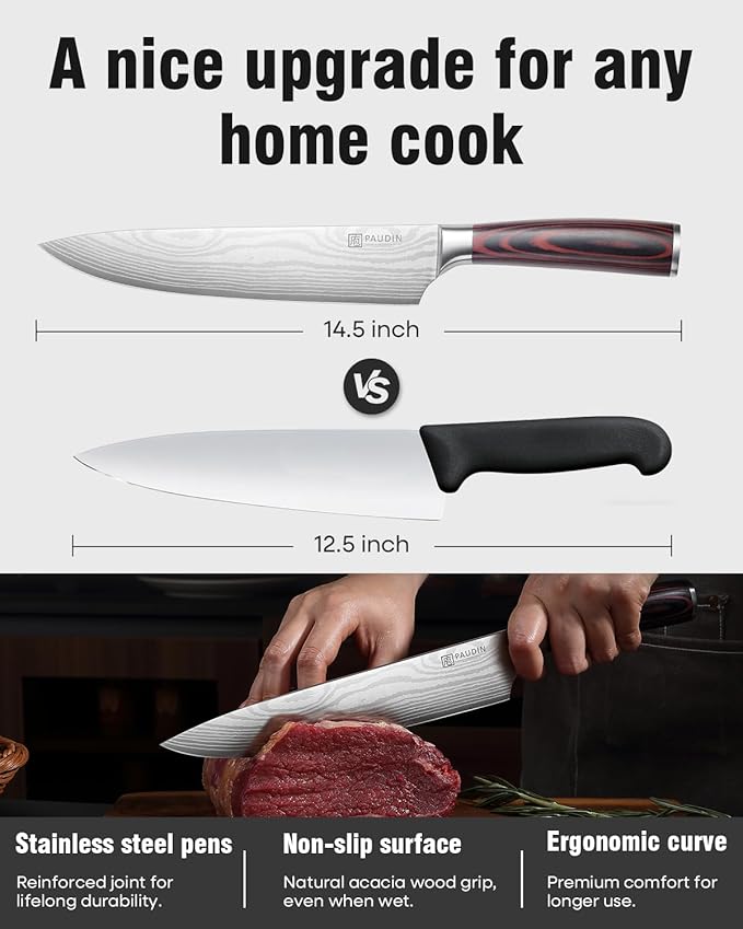 PAUDIN Chef Knife,9 Inch Kitchen Knife for Meat & Vegetables