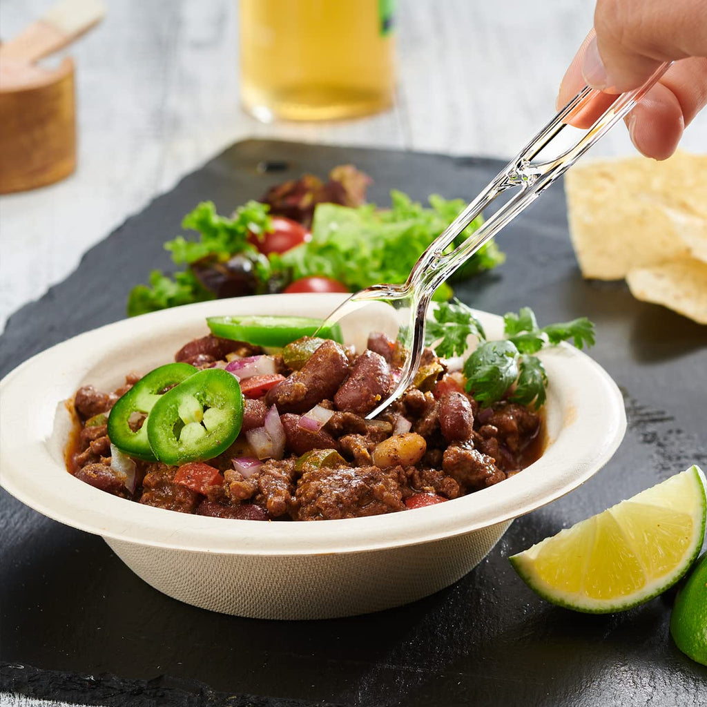 GUSTO [200 Count] Premium Heavyweight Spoons Plastic Disposable, Clear Plastic Spoons Heavy Duty, Perfect for Parties, Events, and Catering (Formerly Comfy Package)