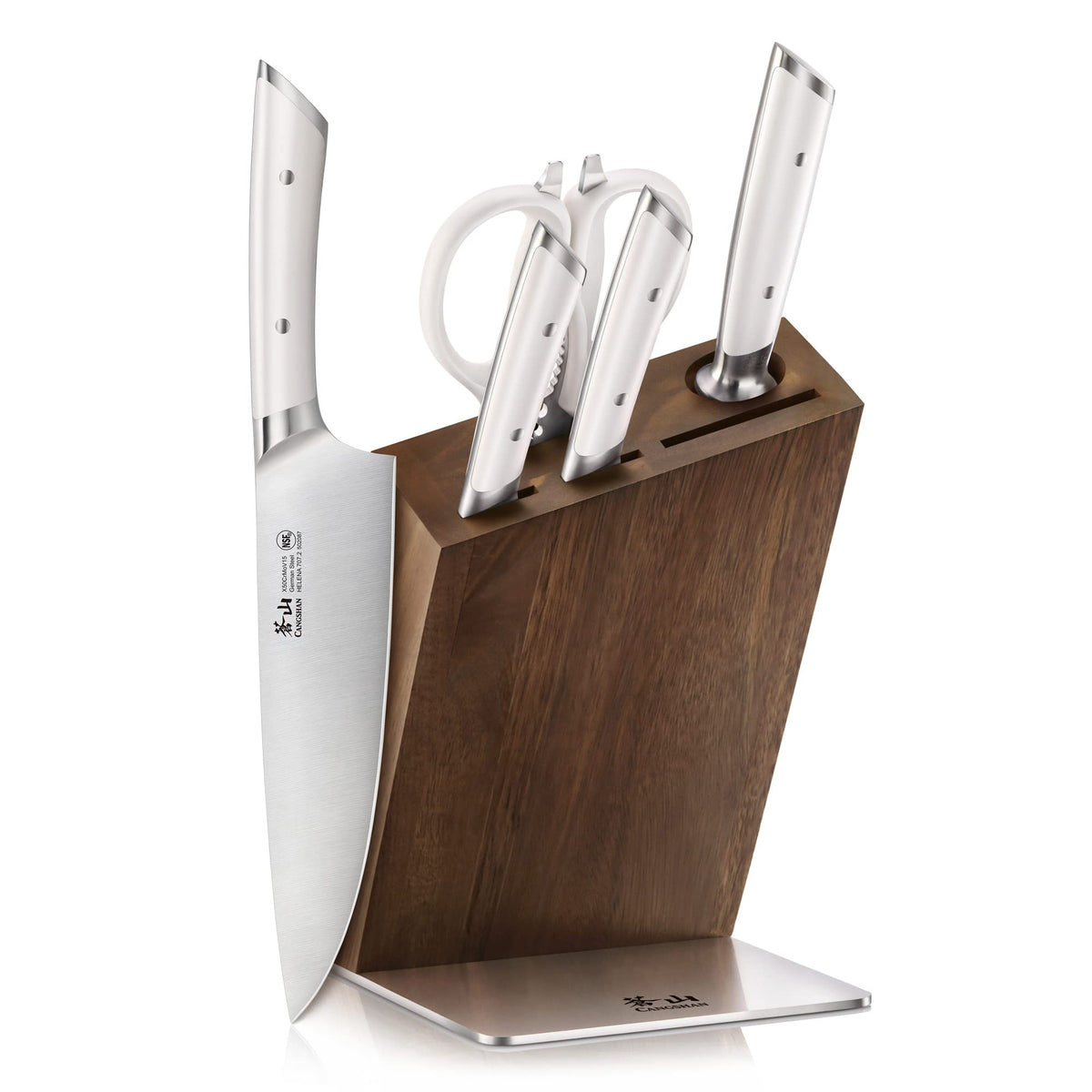 Cangshan HELENA Series German Steel Forged, HUA Knife Block Set (6-Piece, White)