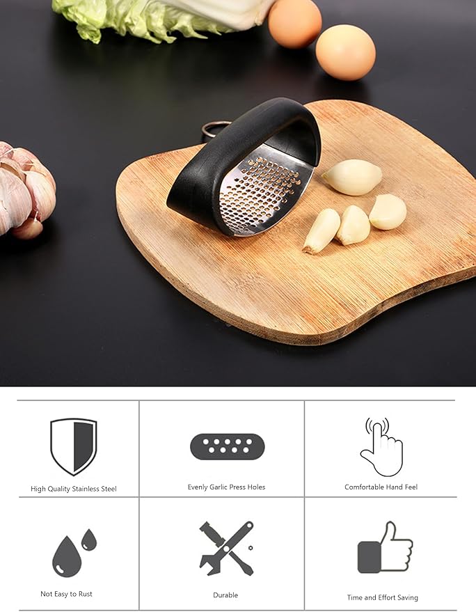 Zemcxney Garlic Press Rocker Stainless Steel New Innovative Garlic Mincer Crusher Chopper Smash Garli