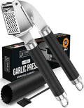 ORBLUE Garlic Press and Peeler Set, Stainless Steel - Professional Grade Mincer, Crusher - Dishwasher Safe & Rust-proof, Black