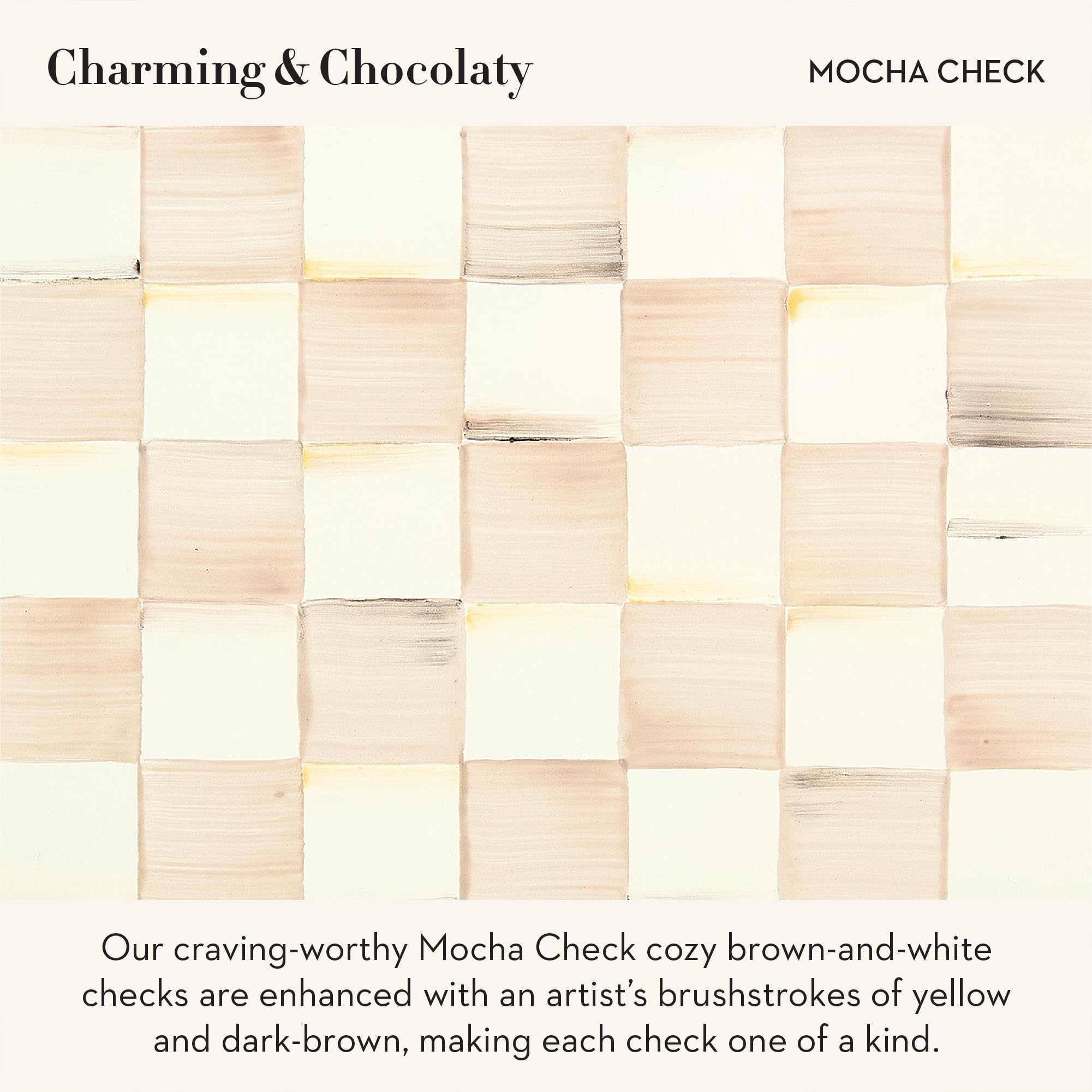 MACKENZIE-CHILDS Enamel Salad Plate, Brown-and-White Mocha Check