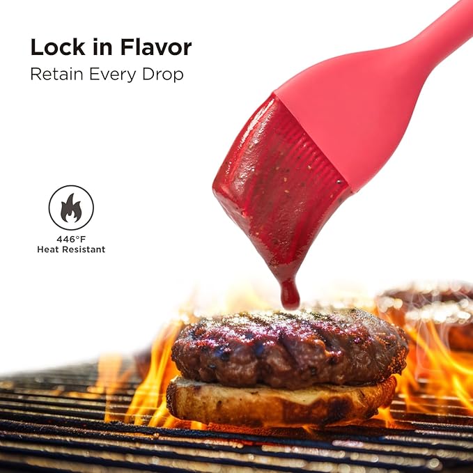 Kitchen Mama WaltzGrip Platinum Silicone Basting Pastry Brush, Red