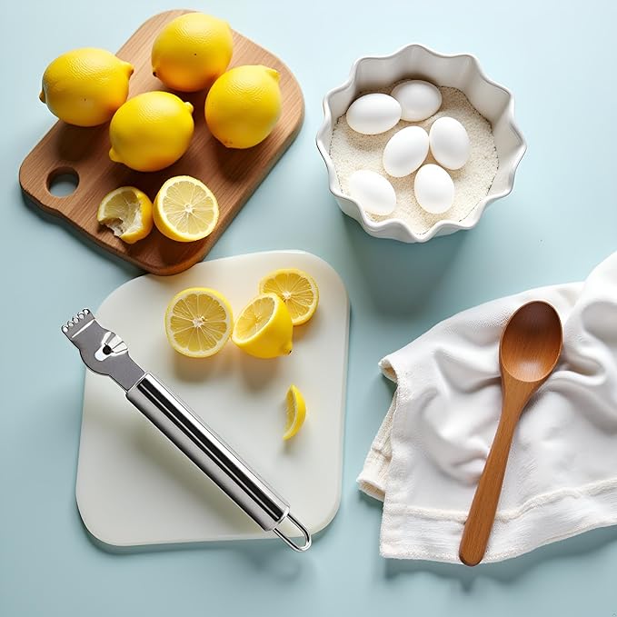 JJLFresheners Stainless Steel Lemon Zester Grater with Channel Knife and Hanging Loop Lemon Orange Citrus Zester Grater Grips Kitchen Tool Practical Processed Graters, Peelers and Slicers, 1, Silver