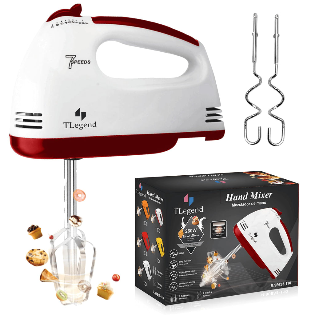 TechnoLegend Hand Mixer Electric Handheld – 7 Speed Ultra Power Electric Mixer Handheld (White)