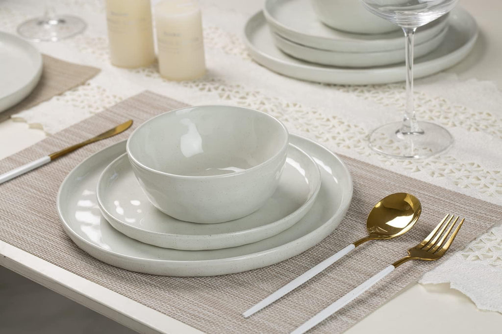 Famiware Mars Stoneware Dinnerware Set for 8, White