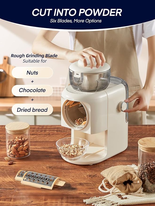 FOHERE 6 IN 1 Electric Cheese Grater Vegetable Chopper for Kitchen