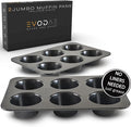 EVODAE Jumbo Muffin Pan, 2 Pack – Extra-Large Wide & Deep Cups, 12-Cup (2x6) Nonstick Carbon Steel – Texas Muffin Tin, Large Cupcake Pan – PFOA & PTFE Free, No Liners Needed, Gift Box