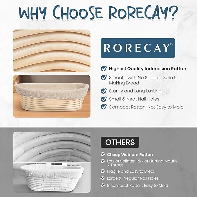 Rorecay Sourdough Starter Kit with Banneton Bread Proofing Baskets