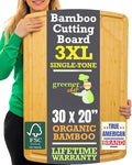 GREENER CHEF 30 Inch 3XL Extra Large Cutting Board with Lifetime Replacements - Oversized Bamboo Stove Top Cover Noodle Board - Wooden Meat Cutting Board - Turkey Carving Board - Charcuterie Board