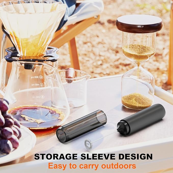 Soenglyun Electric Milk Frother Handheld Foam Maker, Black