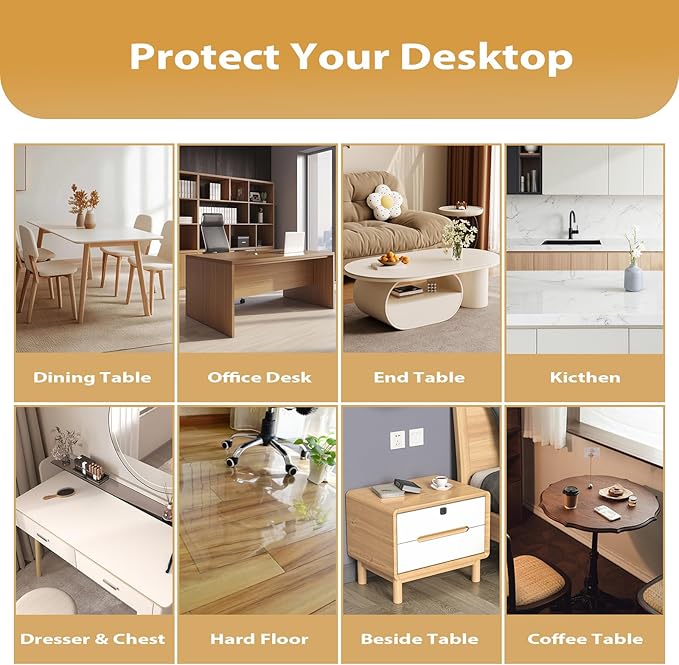 ProsperJoyChant 30x60in Clear PVC Table Protector 1.4mm Waterproof Cover