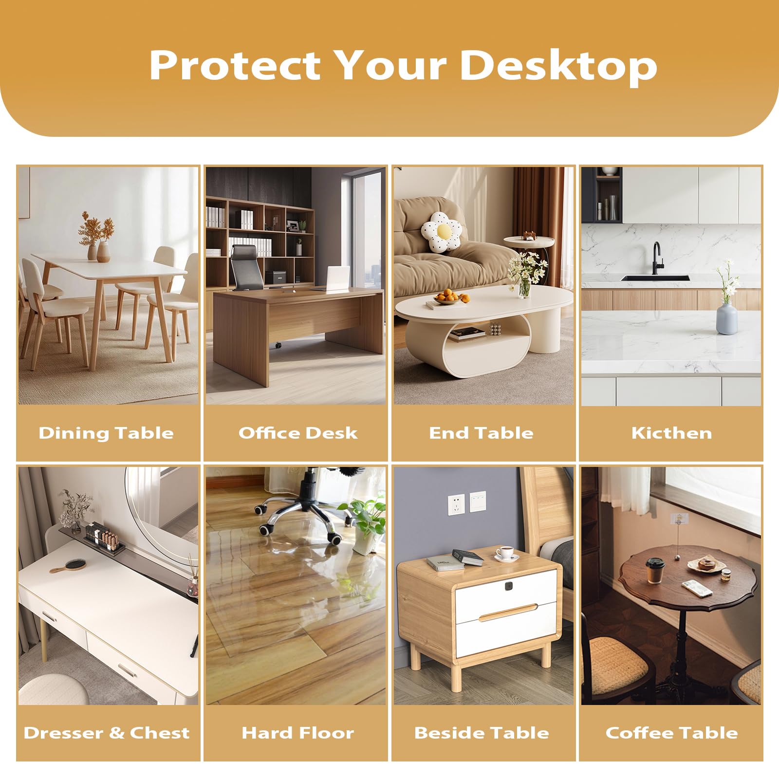 ProsperJoyChant 40x60in Frosted PVC Table Protector 1.4mm Waterproof Pad