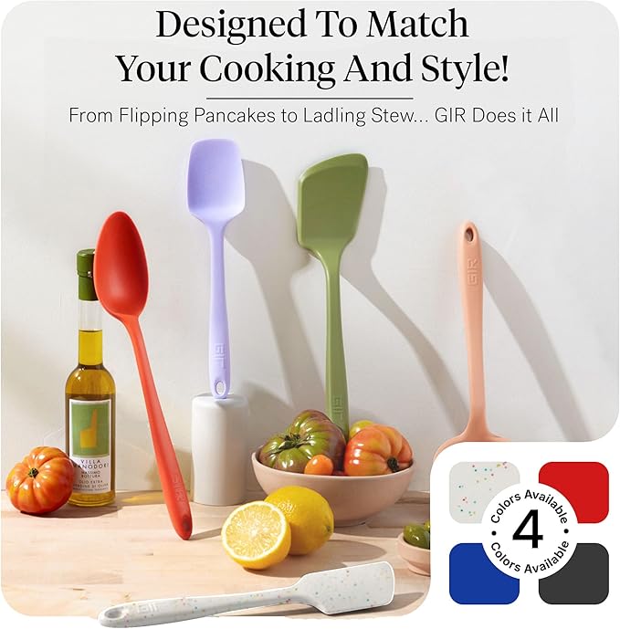 GIR 5-Piece Silicone Kitchen Utensils Set, Non-Toxic Cooking Utensils for Cooking and Baking, Heat Resistant, Food Grade, Dishwasher Safe Rubber Spatula, Ladle, Spoon - Party Confetti