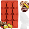 Mity Rain Silicone Chocolate Bar Molds - Round, Fix Pistachio Cream Filling, Dubai Candy Bar Molds with Scraper & Bags (1pc)