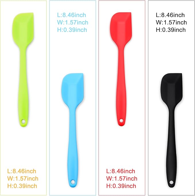4-Piece Silicone Spatula Set with Stainless Steel Core, Small, Multicolor