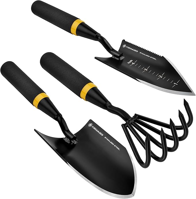 Kemaier 3-Piece Garden Tool Set, Heavy-Duty Stainless Steel Premium Tools