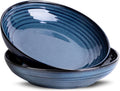 HASENSE Pasta Bowls Set of 2, 8.7 Inch Reactive Glazed Ceramic Salad Serving Bowls for Kitchen, 32 Ounce Shallow Bowls for Pasta Soup Salad Dinner, Microwave Dishwasher Safe, Navy Blue