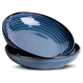 HASENSE Pasta Bowls Set of 2, 8.7 Inch Reactive Glazed Ceramic Salad Serving Bowls for Kitchen, 32 Ounce Shallow Bowls for Pasta Soup Salad Dinner, Microwave Dishwasher Safe, Navy Blue