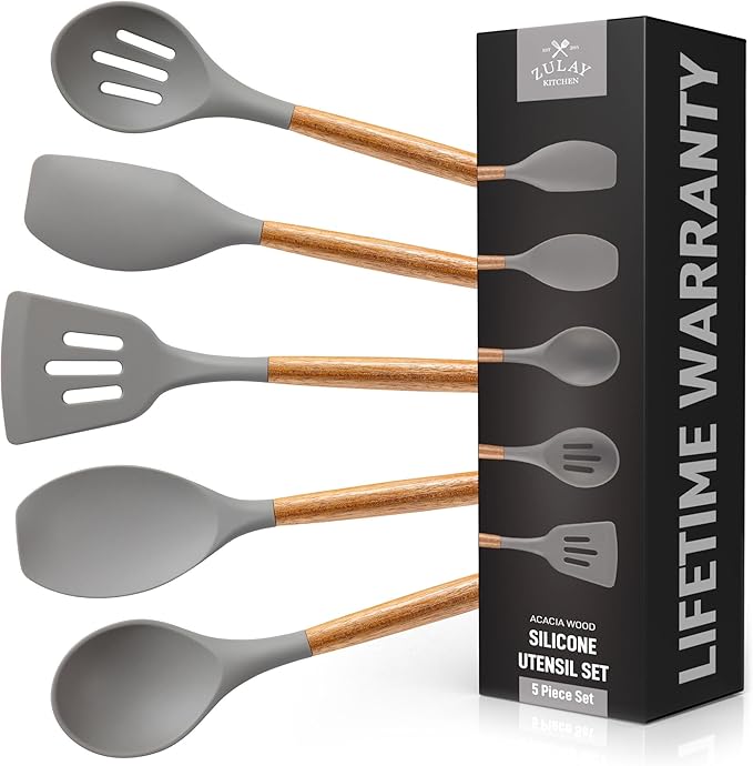 Zulay Kitchen 5 Piece Silicone Utensil Set