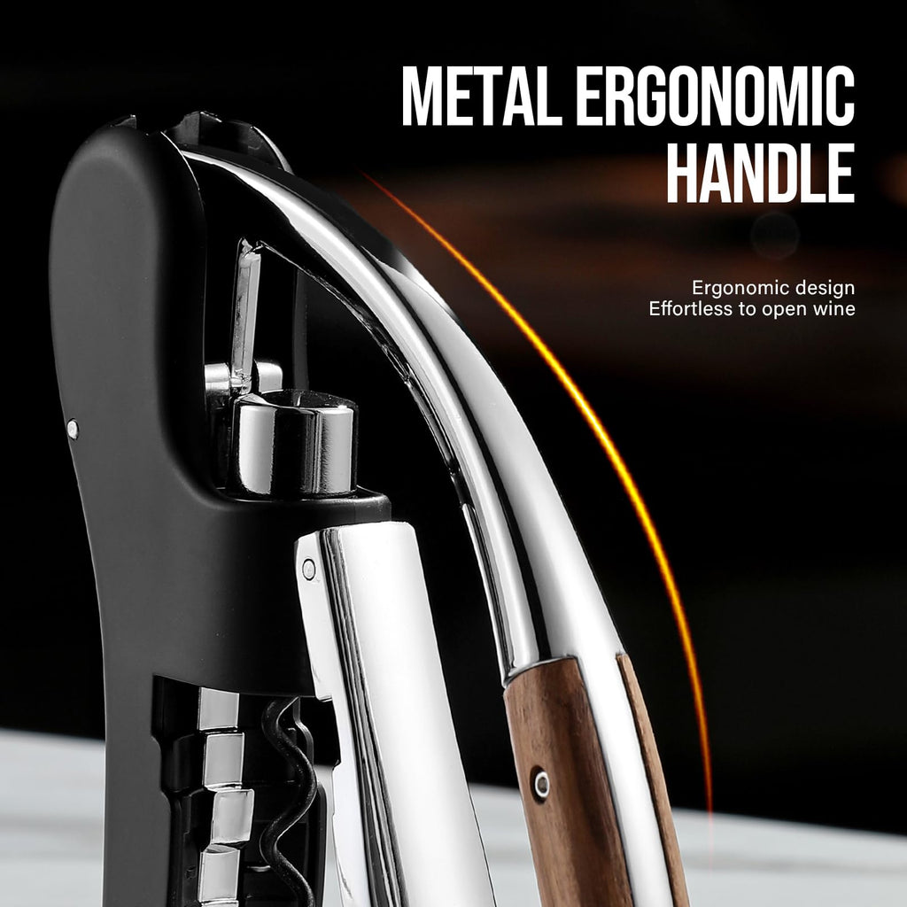 Wine Bottle Opener, Vertical Lever Corkscrew with Built in Foil Cutter Design, Manual Handheld Corkscrew with Ergonomic Lever Pump