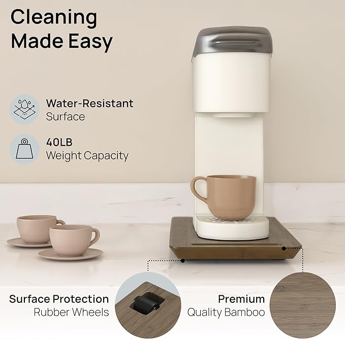 Ibyx Appliance Slider, Sliding Tray for Coffee Maker, 7.5x14.5 in, Brown